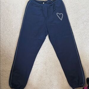 Tory Burch Dark Blue Pants with Heart Accent